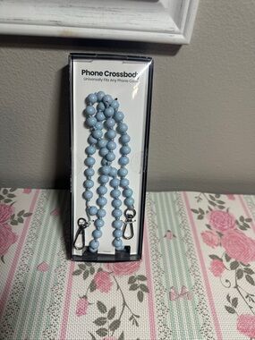 Phone Crossbody Beaded Strap - Light Blue new in box